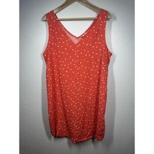 GAP Dress Womens Large Red White Print Sleeveless V Neck Lightweight Casual